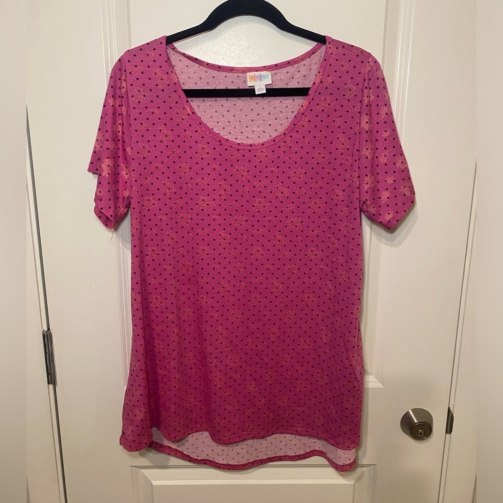 LulaRoe Pink Floral and polka dot Classic T T shirt